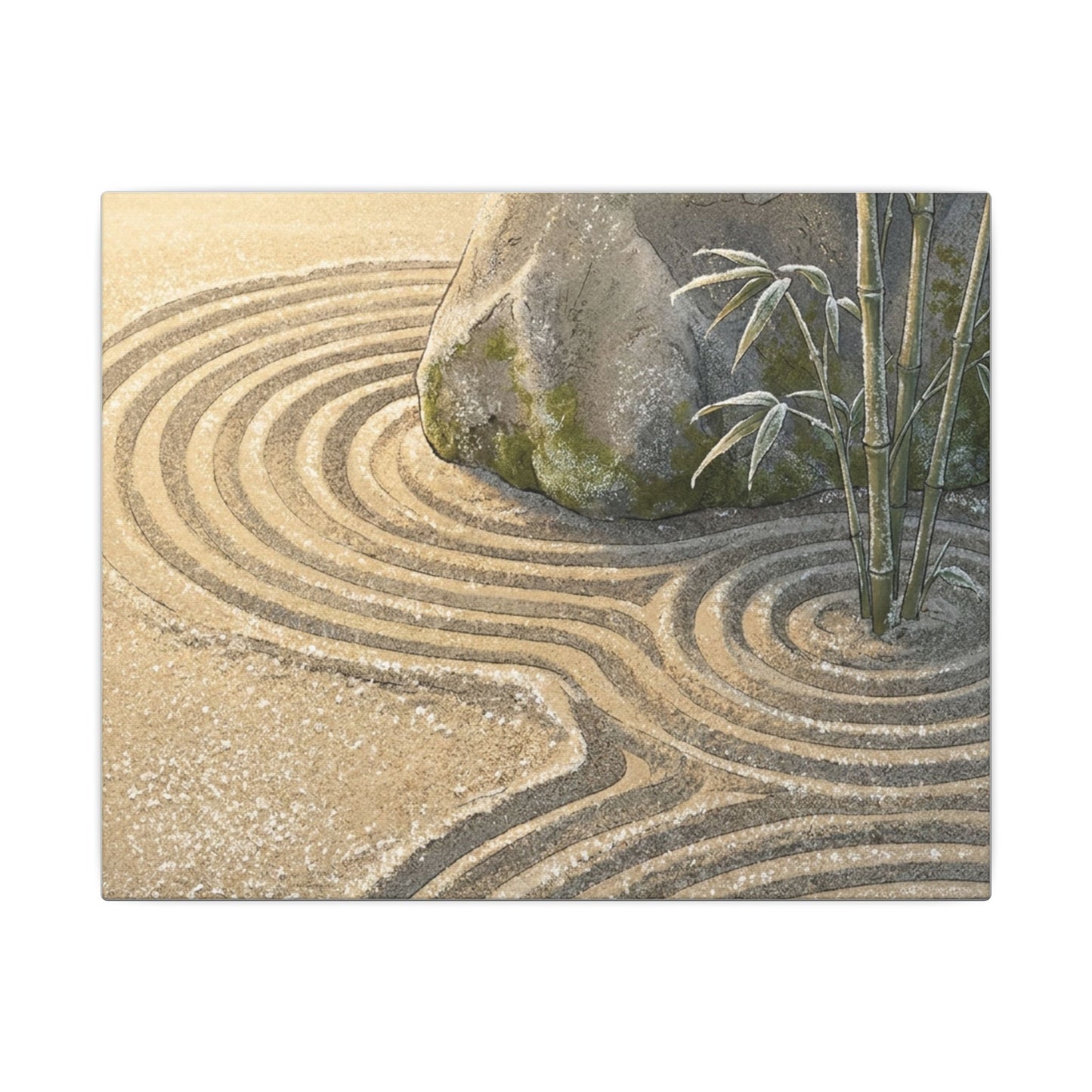 Rock Garden Winter Canvas Art | Zen Peaceful Design