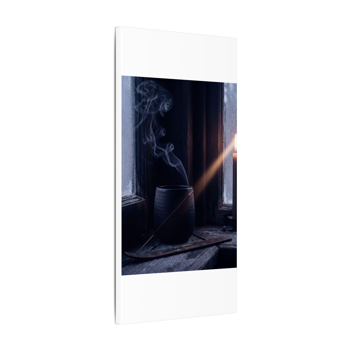 Incense Smoke Winter Canvas Art | Dark Japandi Sophisticated Design