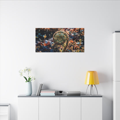 Kintsugi Fern Unfurling in Dappled | Gold Vein Canvas Art