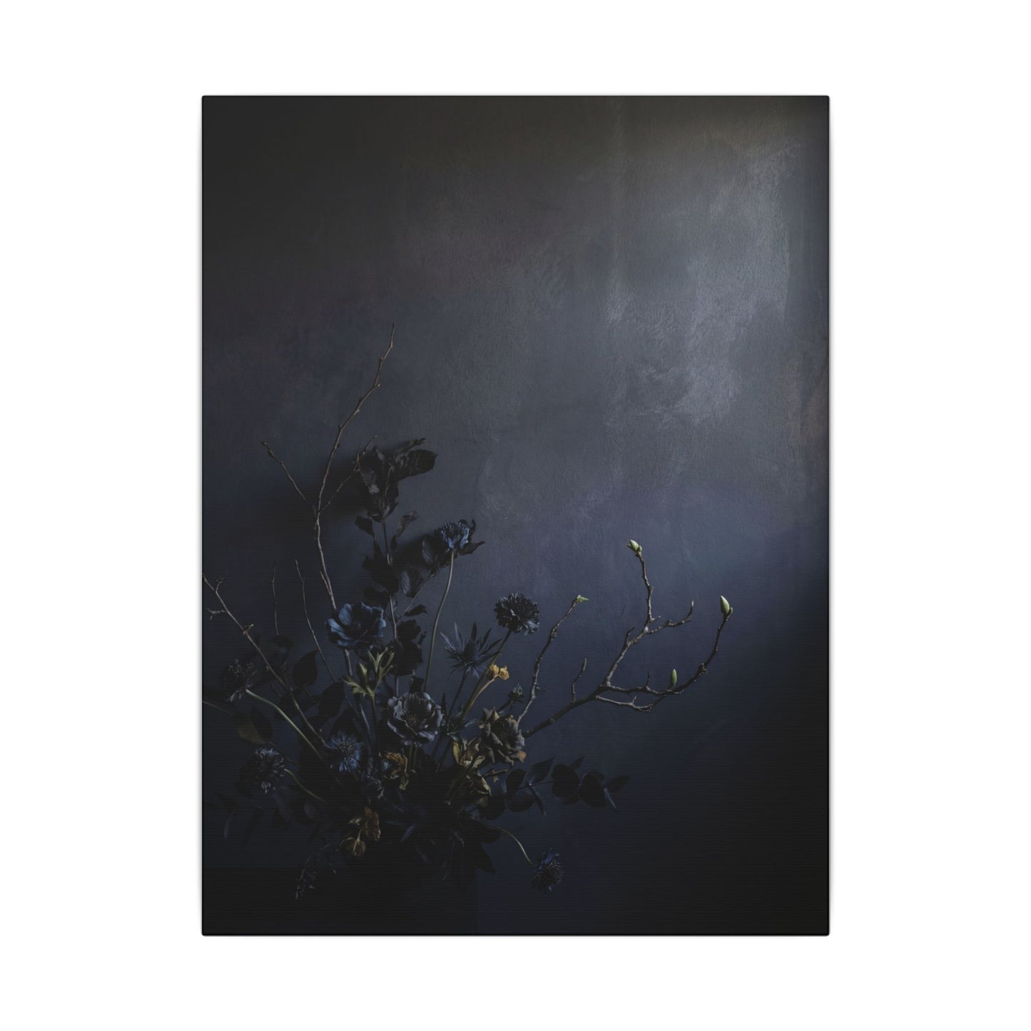 Dried Flowers Spring Canvas Art | Dark Japandi Moody Design