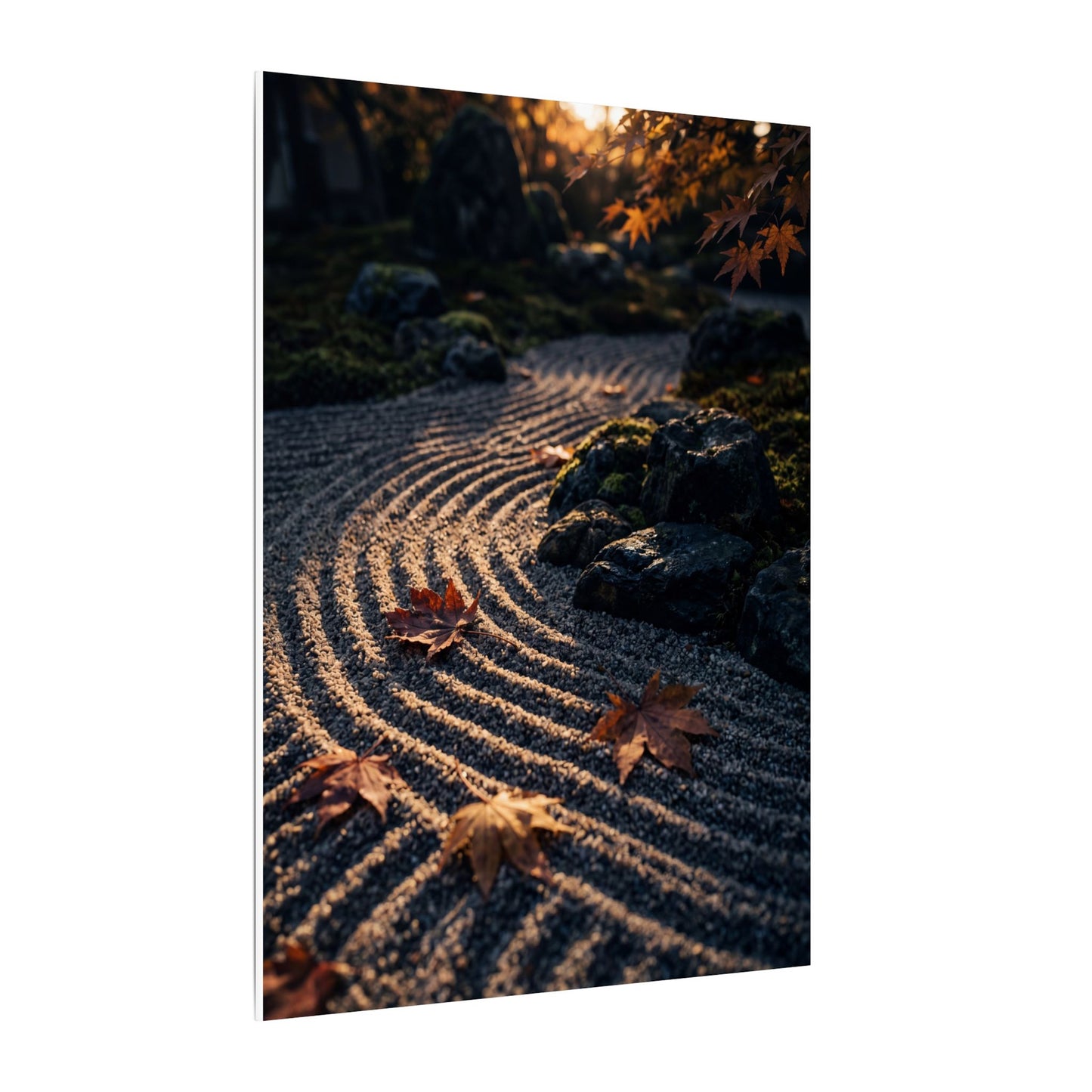Rock Garden Moody Minimal Canvas Art | Bold Dark Japandi Art