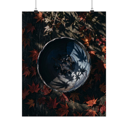 Kanso Ceramic Bowl Wall Art Print - Dark Japandi Shadow Zen