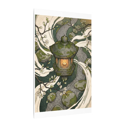 Zen Stone Lantern in Candlelight | Ukiyo E Inspired Canvas Art