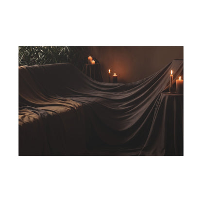 Candlelight Silk Drape Canvas Art - Dark Japandi Ma