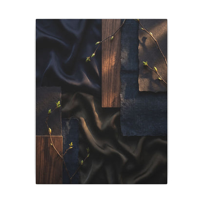 Silk Drape Spring Canvas Art | Dark Japandi Moody Design
