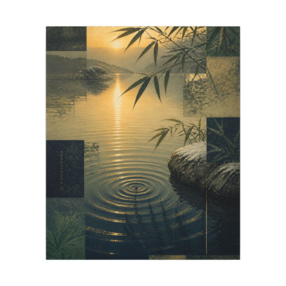Zen Water Ripple in Golden Hour | Ukiyo E Inspired Canvas Art