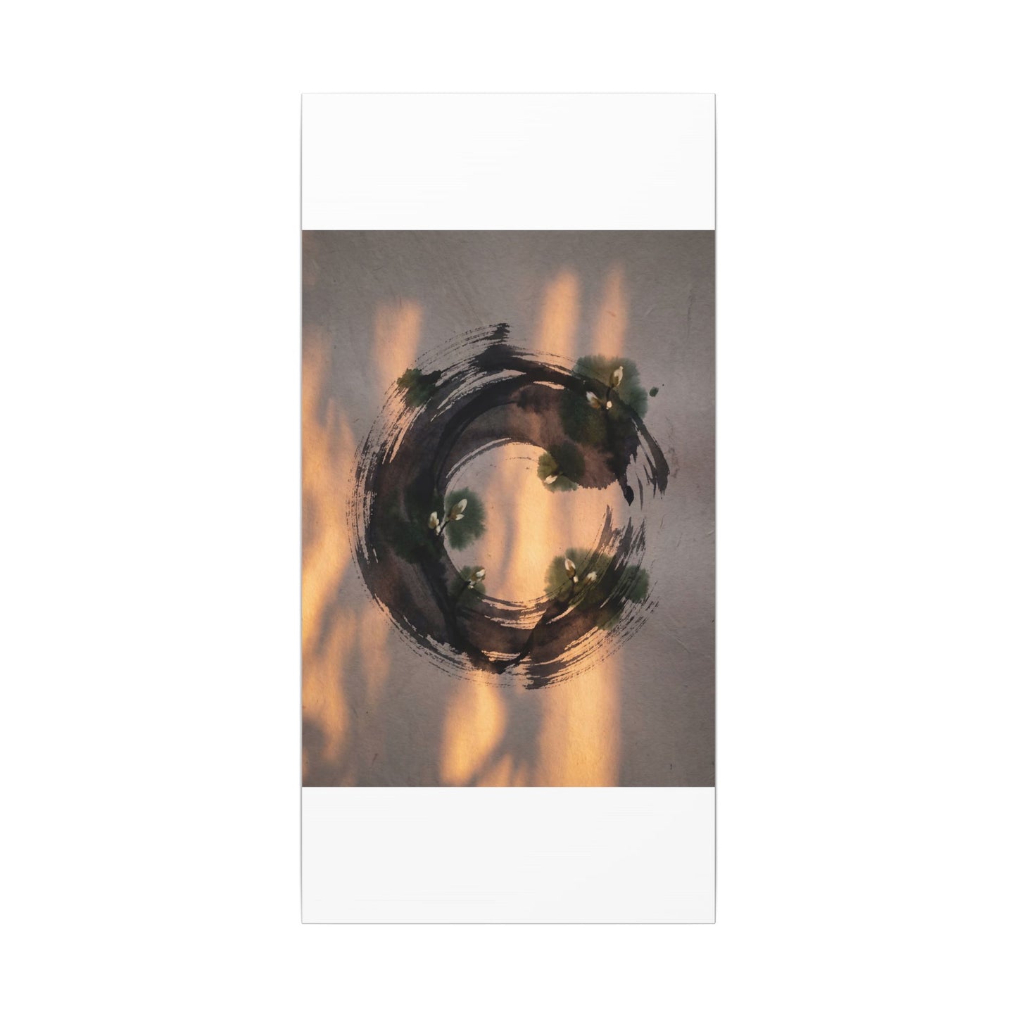 Ink Brushstroke Spring Canvas Art | Dark Japandi Bold Design