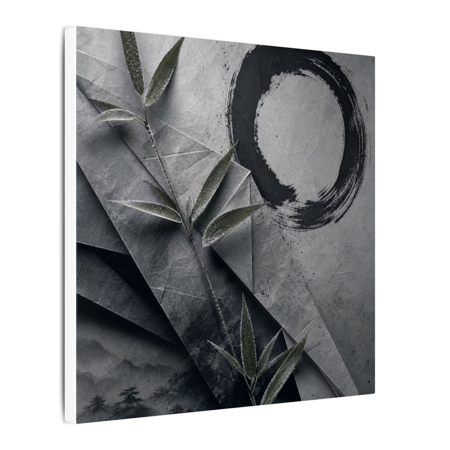 Winter Paper Fold Enso Canvas Art | Serene Decor