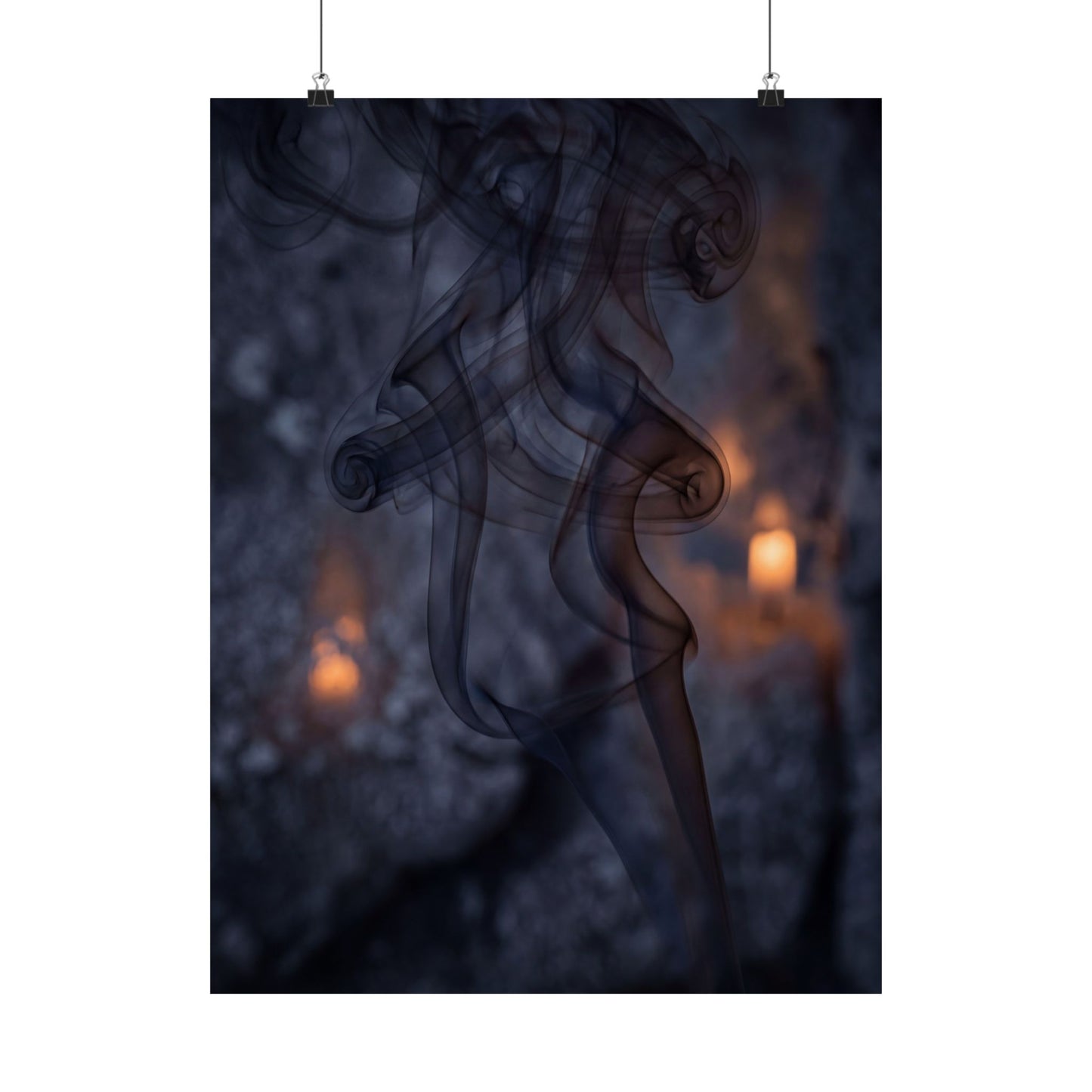 Bold Incense Smoke Wall Art Print - Shadow Zen Dark Japandi