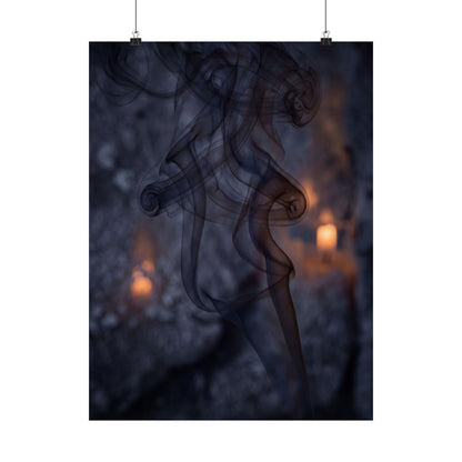 Bold Incense Smoke Wall Art Print - Shadow Zen Dark Japandi