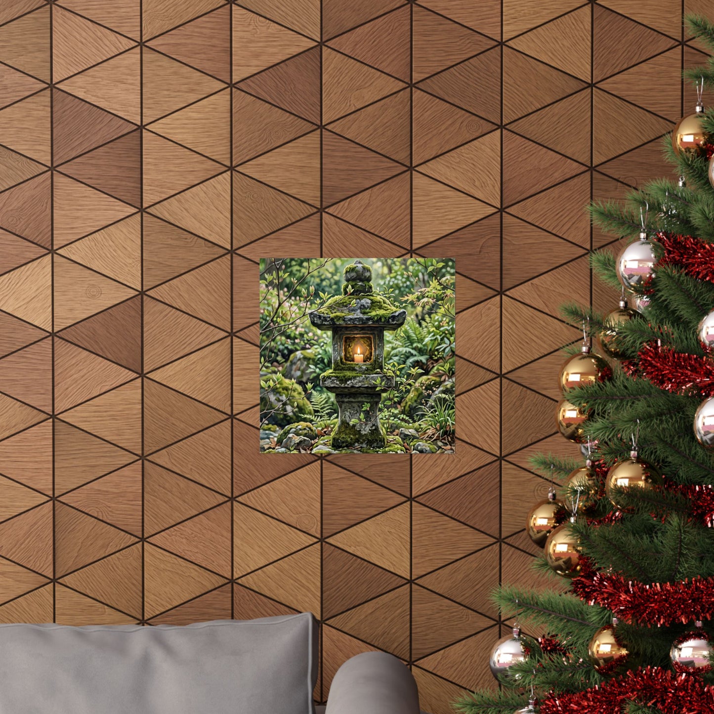 Stone Lantern Wall Art Print | Spring Japandi Japanese Pattern Art