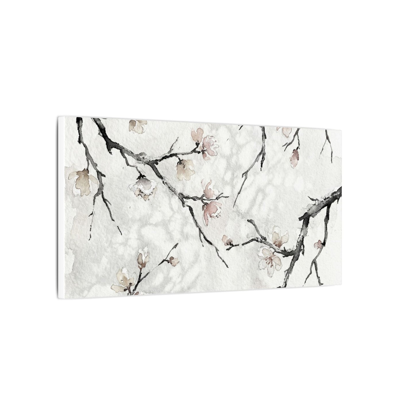 Cherry Blossom Canvas Art | Winter Japandi Watercolor Art