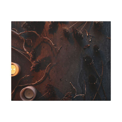 Dried Flowers Canvas Art | Winter Dark Japandi Moody Minimal Art Art Print