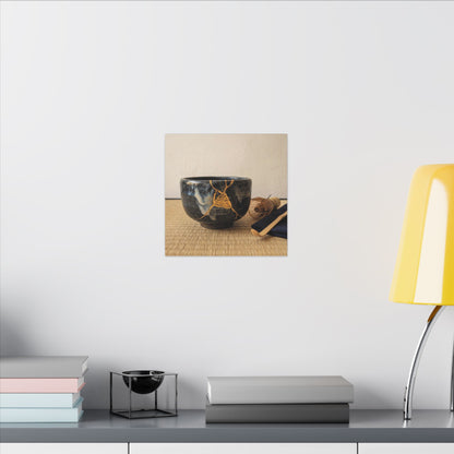 Kanso Tea Ceremony Canvas Art - Kintsugi Gold Vein