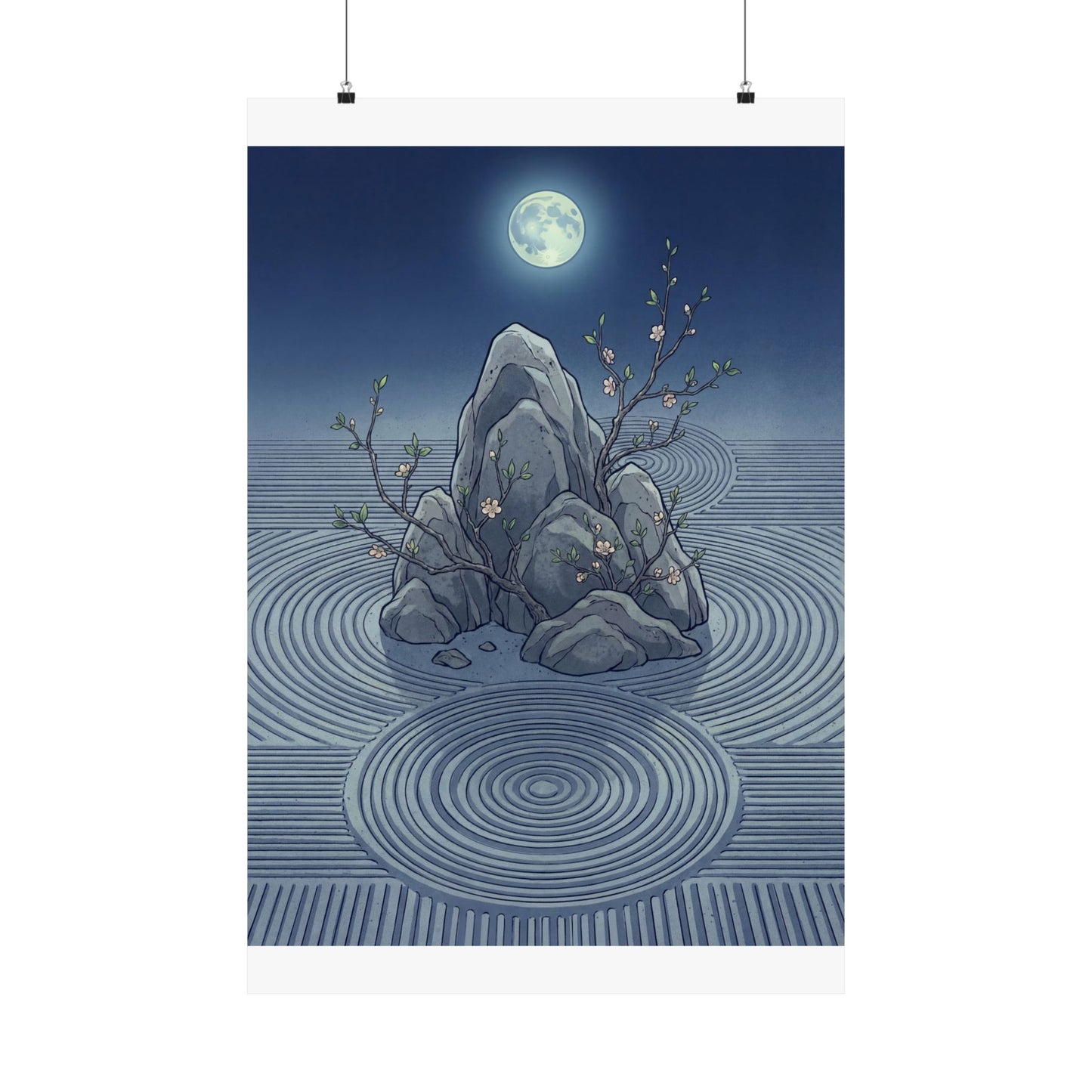 Kanso Rock Garden Wall Art Print - Zen Ukiyo E Inspired Art Print