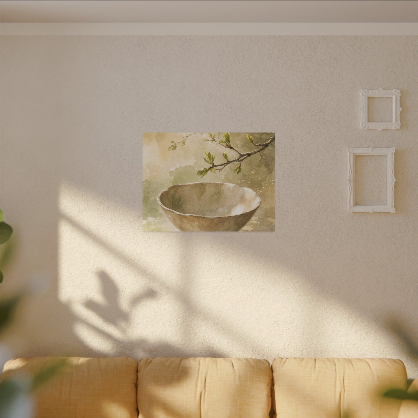 Warm Ceramic Bowl Canvas Art - Watercolor Japandi