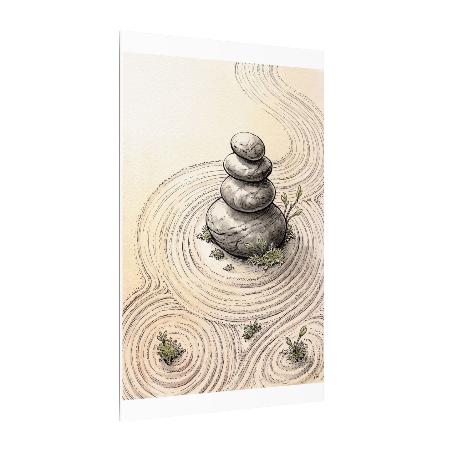 River Stones Spring Canvas Art | Zen Serene Design