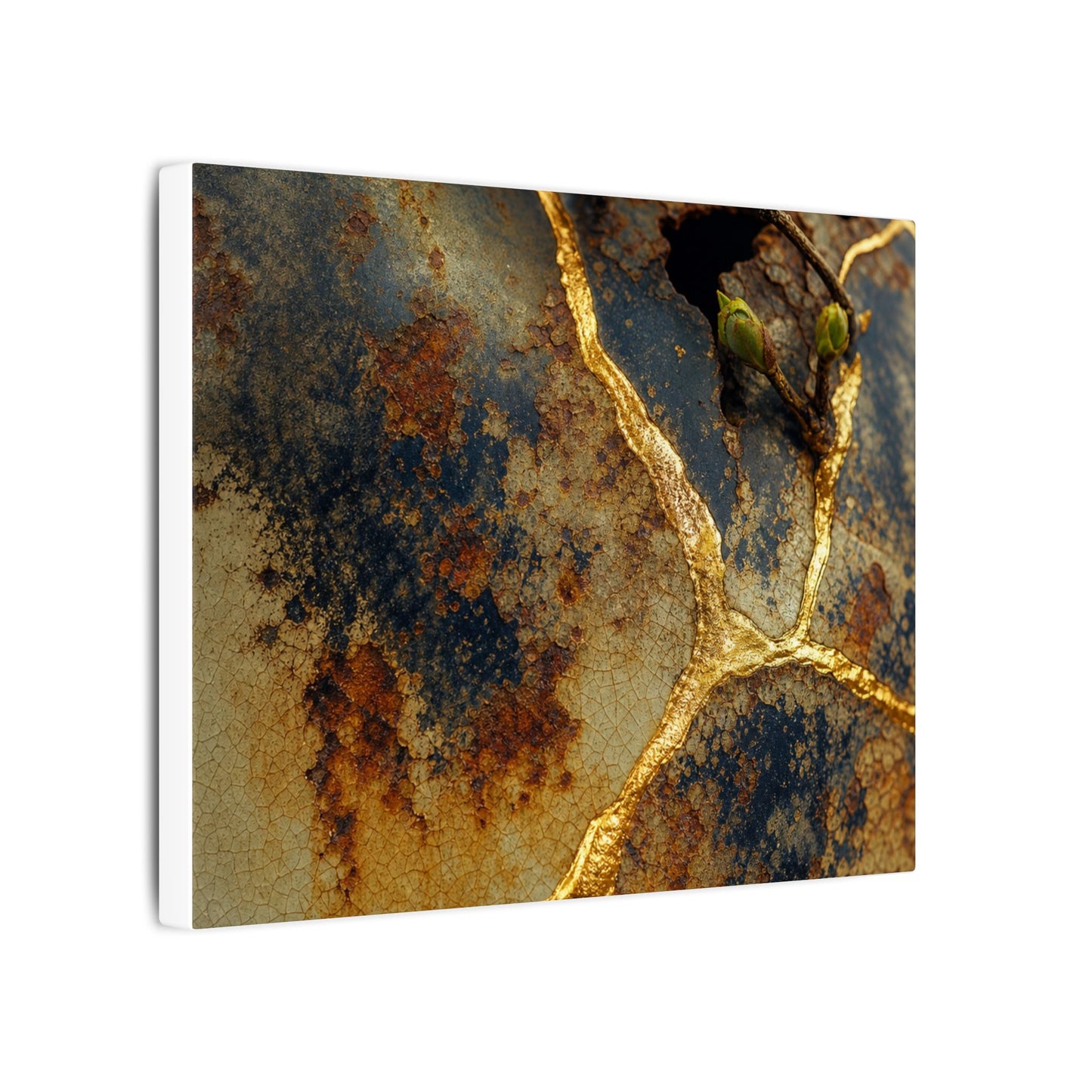 Datsuzoku Rust Patina Canvas Art - Kintsugi Crackle Gold