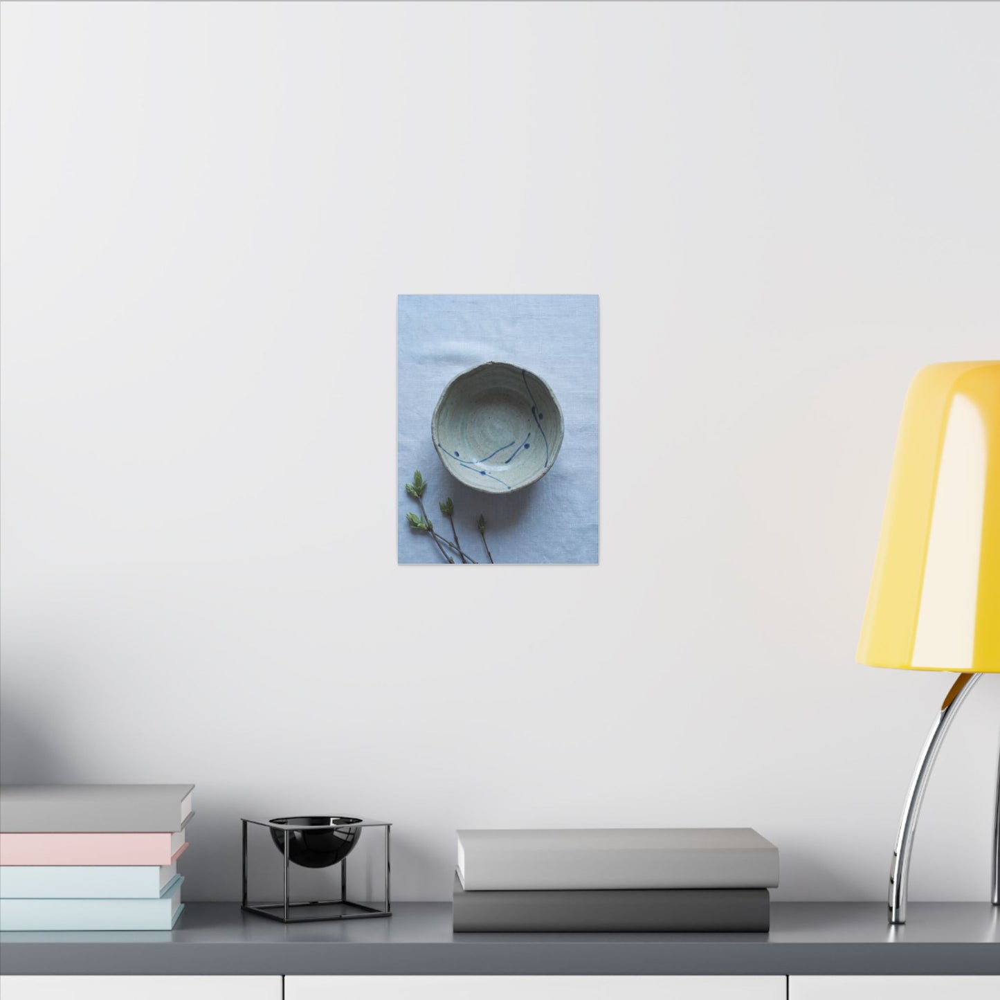Spring Ceramic Bowl Minimal Line Canvas Art | Warm Decor