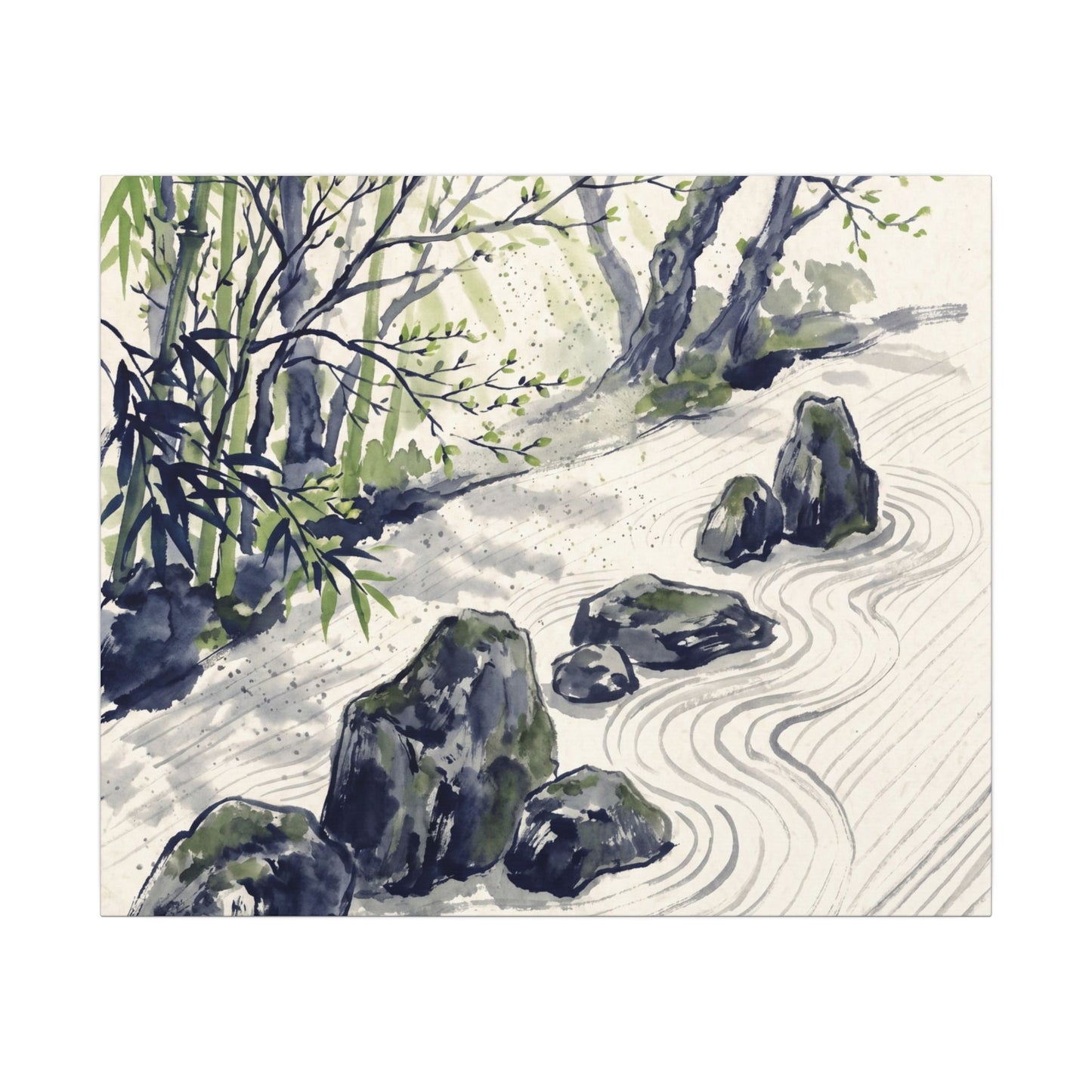 Dappled Rock Garden Canvas Art - Zen Mono No Aware