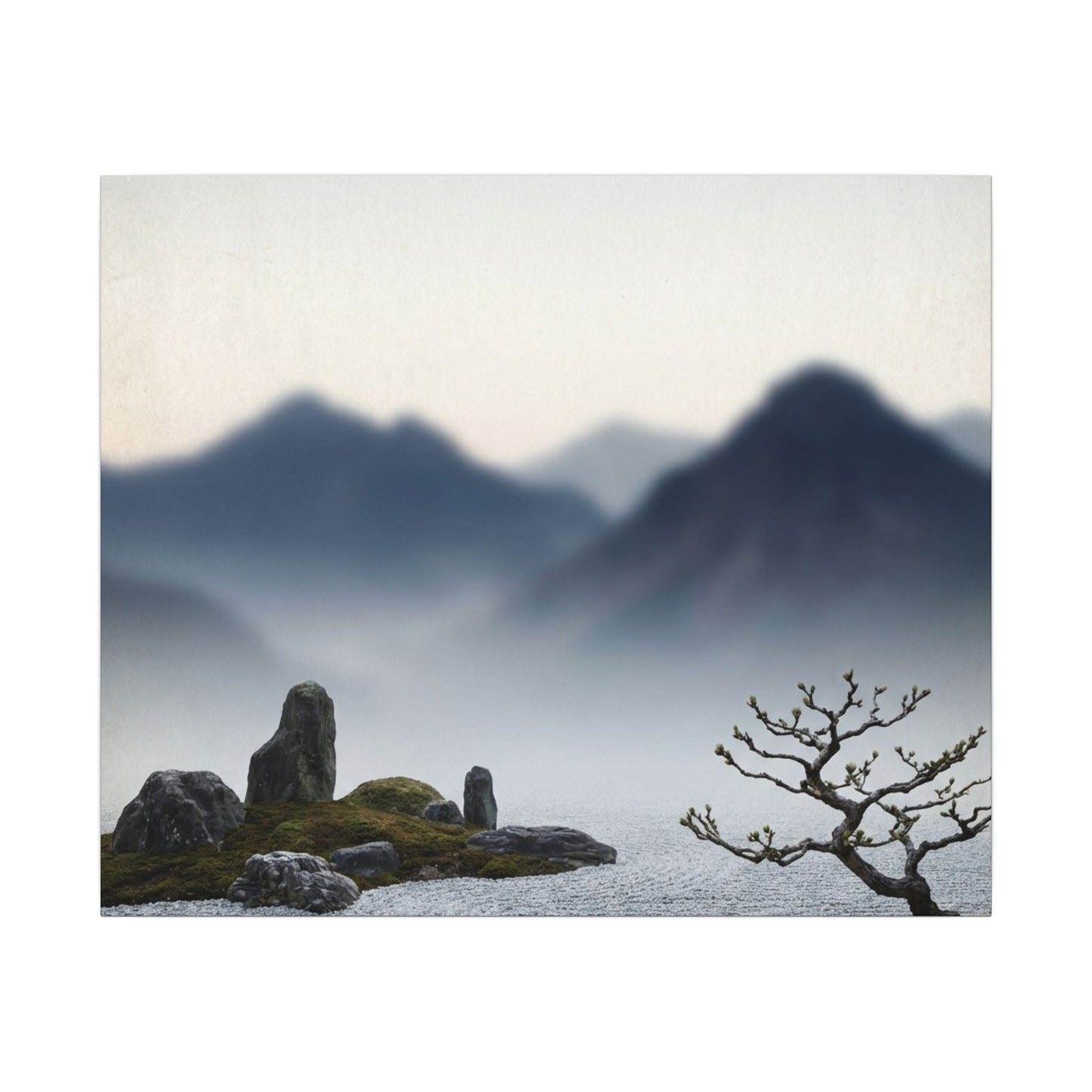 Mountain Mist Karesansui Canvas Art | Contemplative Zen Art