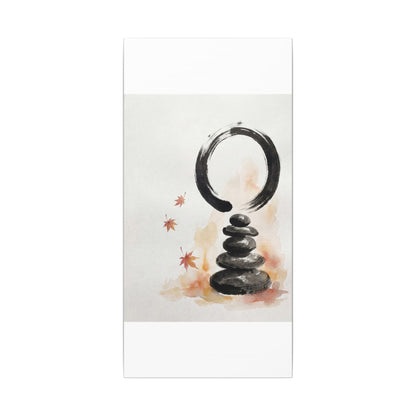 River Stones Canvas Art | Autumn Zen Enso Art