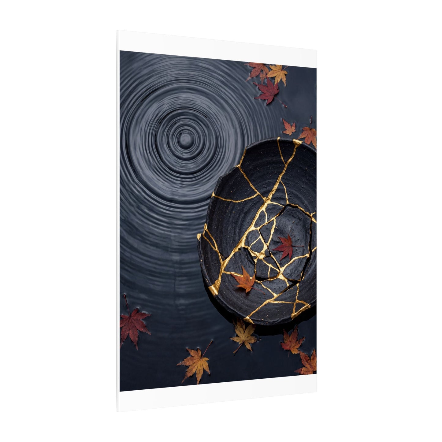 Philosophical Water Ripple Canvas Art - Gold Repair Kintsugi