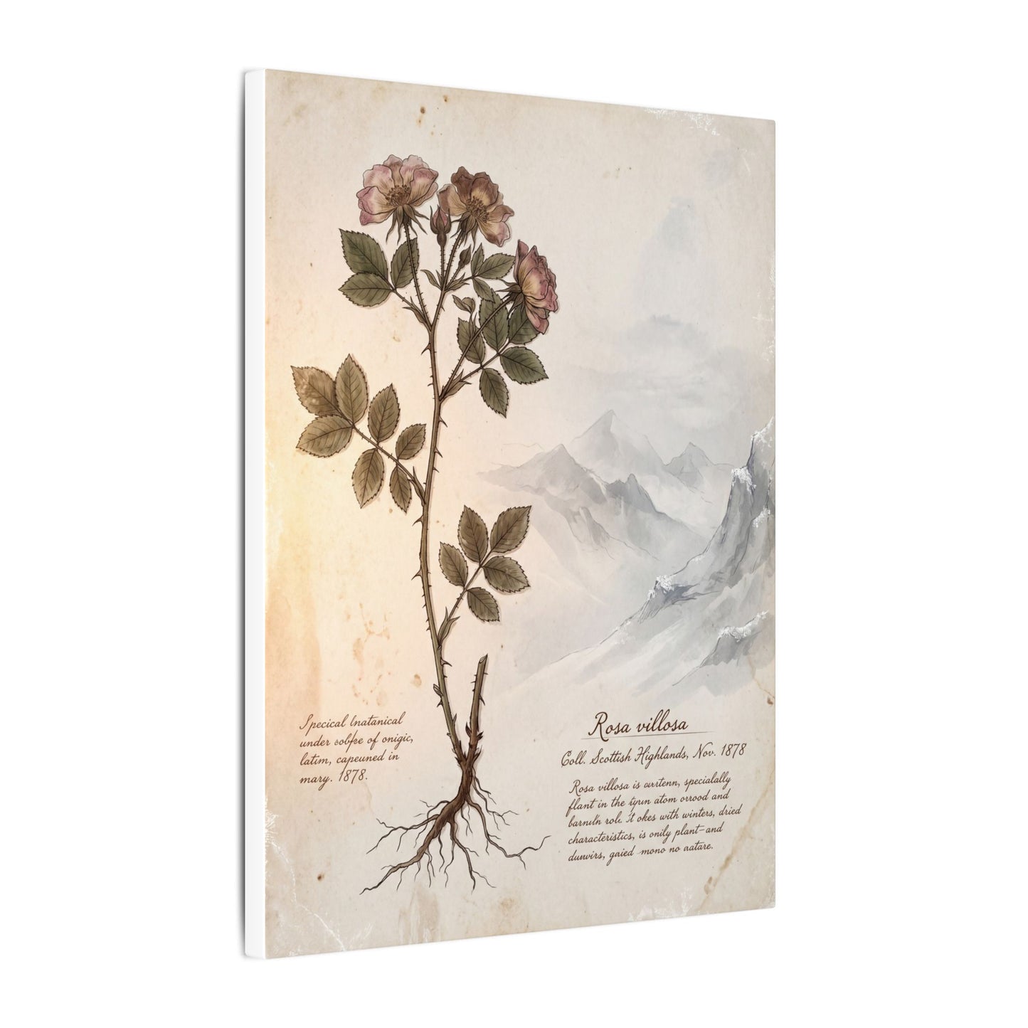 Winter Mountain Mist Herbarium Canvas Art | Earthy Decor