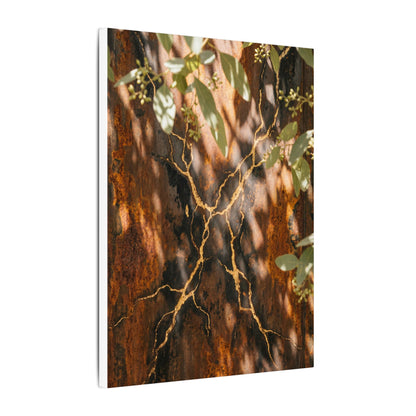 Kanso Rust Patina Canvas Art - Kintsugi Gold Vein