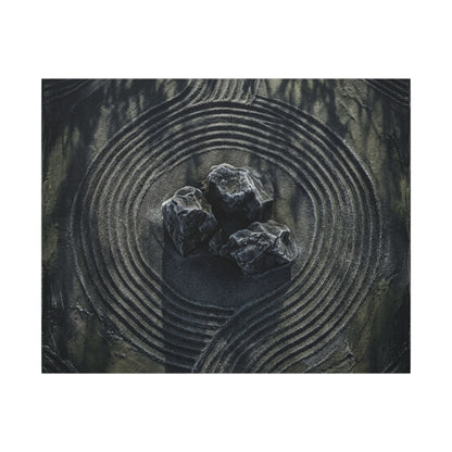 Moody Rock Garden Canvas Art - Dark Texture Dark Japandi