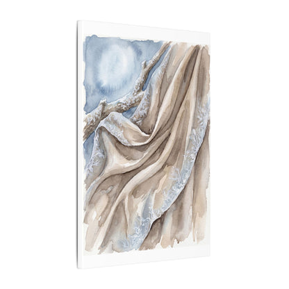 Silk Drape Winter Canvas Art | Japandi Cozy Design
