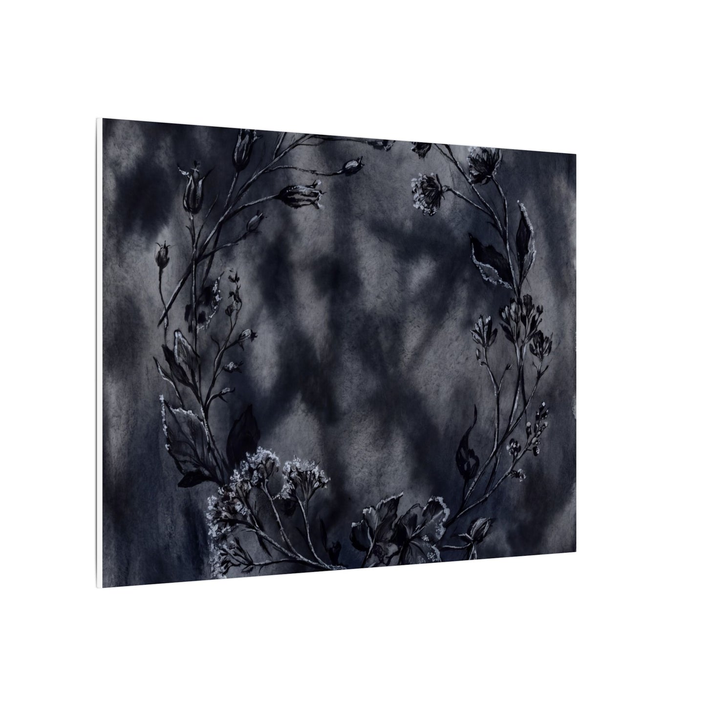 Dried Flowers Canvas Art | Winter Dark Japandi Shadow Zen Art