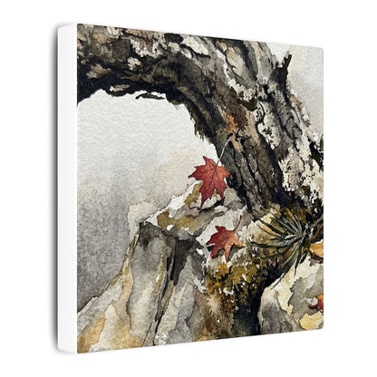 Pine Tree Autumn Canvas Art | Japandi Earthy Design
