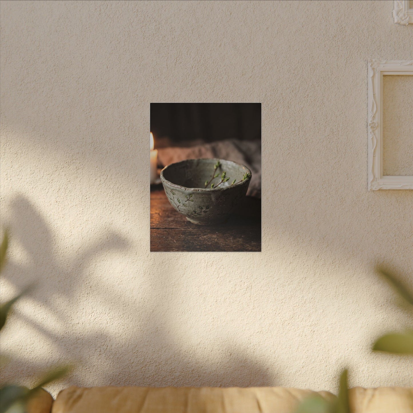 Ceramic Bowl Spring Canvas Art | Japandi Neutral Design