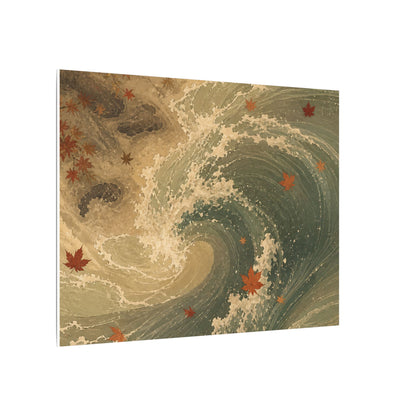 Japandi Ocean Wave in Candlelight | Japanese Pattern Canvas Art