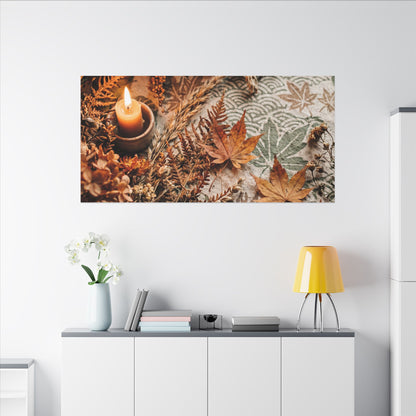 Candlelight Dried Flowers Canvas Art - Japandi Seijaku