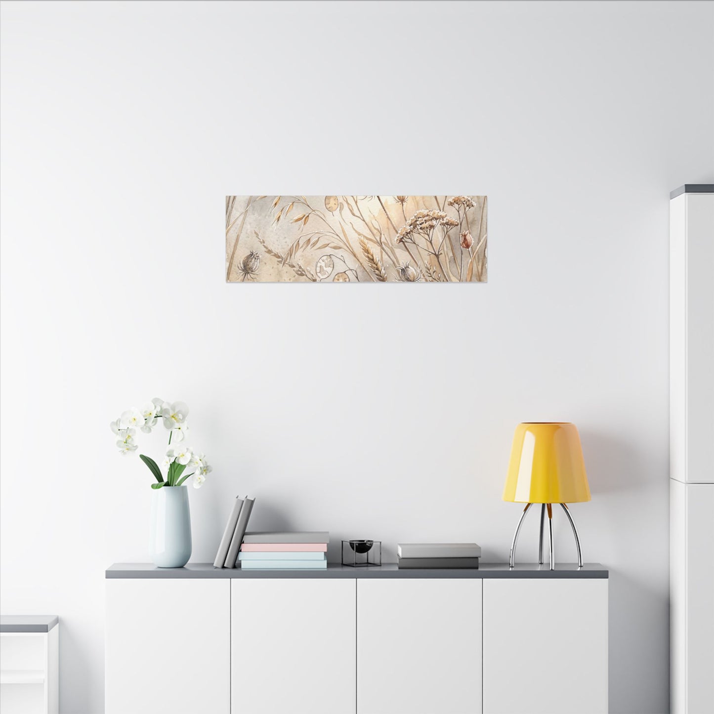 Winter Dried Flowers Watercolor Canvas Art | Warm Decor