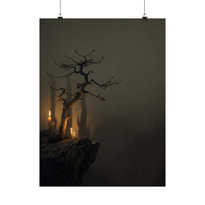 Pine Tree Shadow Zen Wall Art Print | Moody Dark Japandi Art Art Print