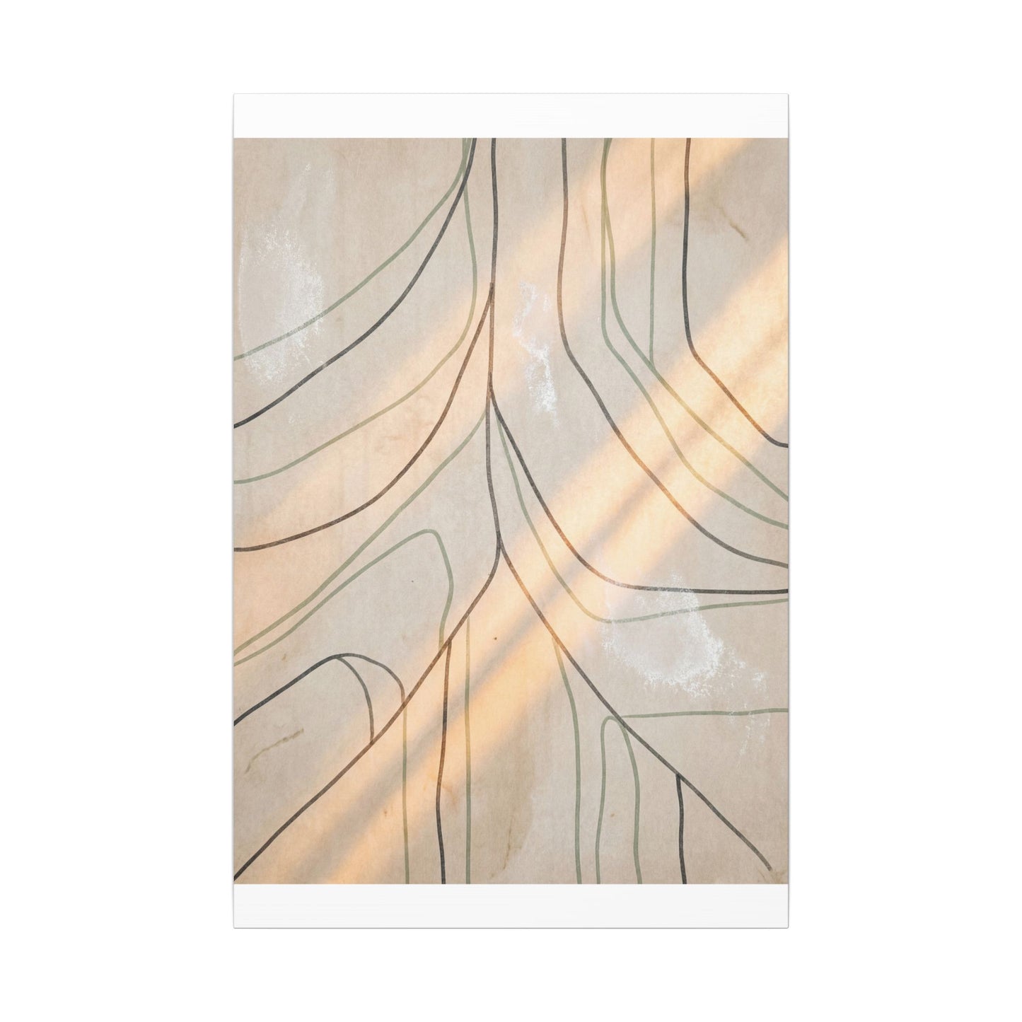 Shoji Screen Minimal Line Canvas Art | Warm Japandi Art