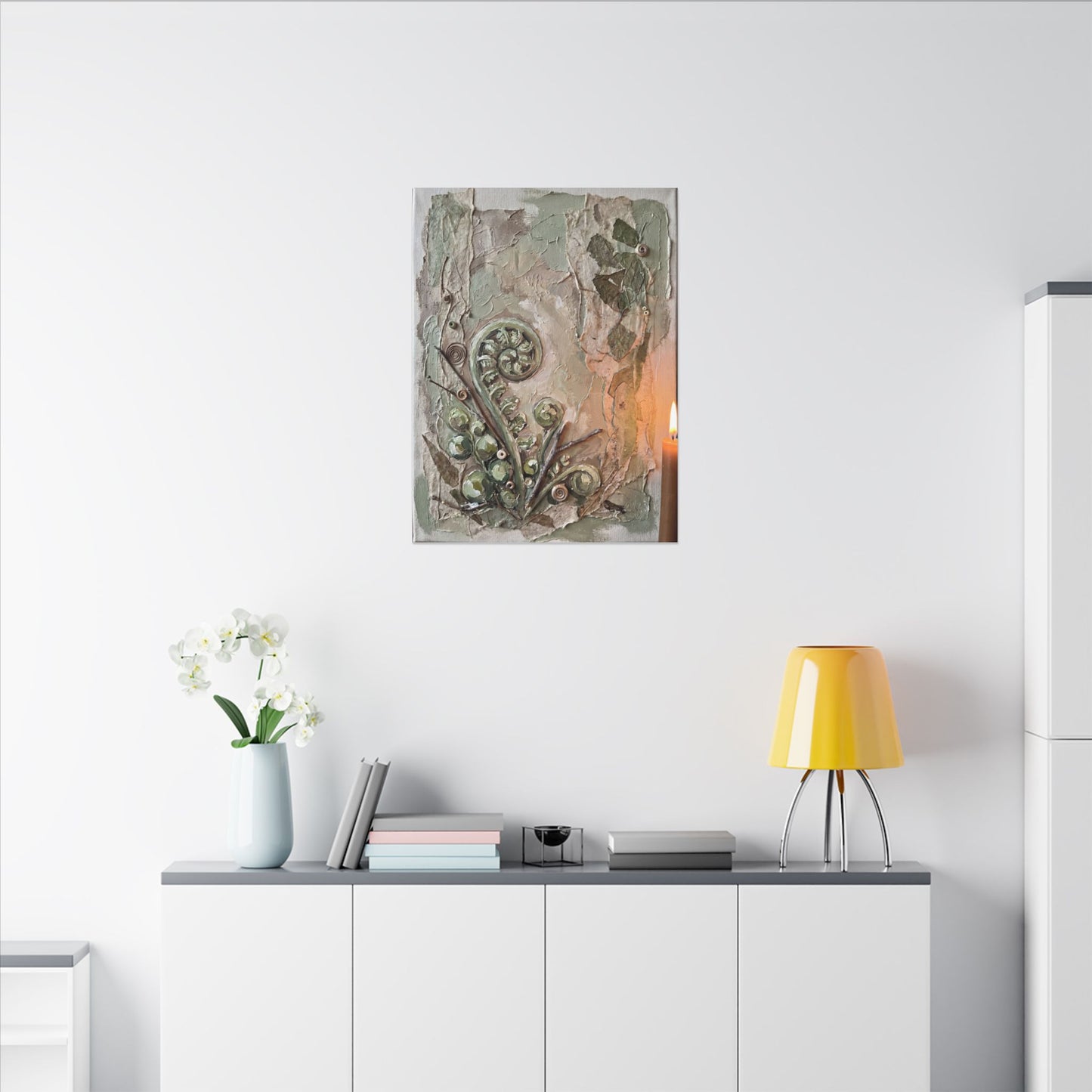 Datsuzoku Fern Unfurling Canvas Art - Japandi Texture