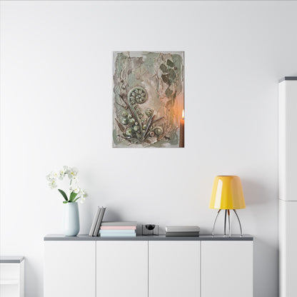 Japandi Fern Unfurling in Candlelight | Texture Canvas Art