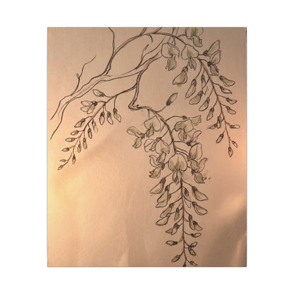 Japandi Wisteria in Candlelight | Minimal Line Canvas Art