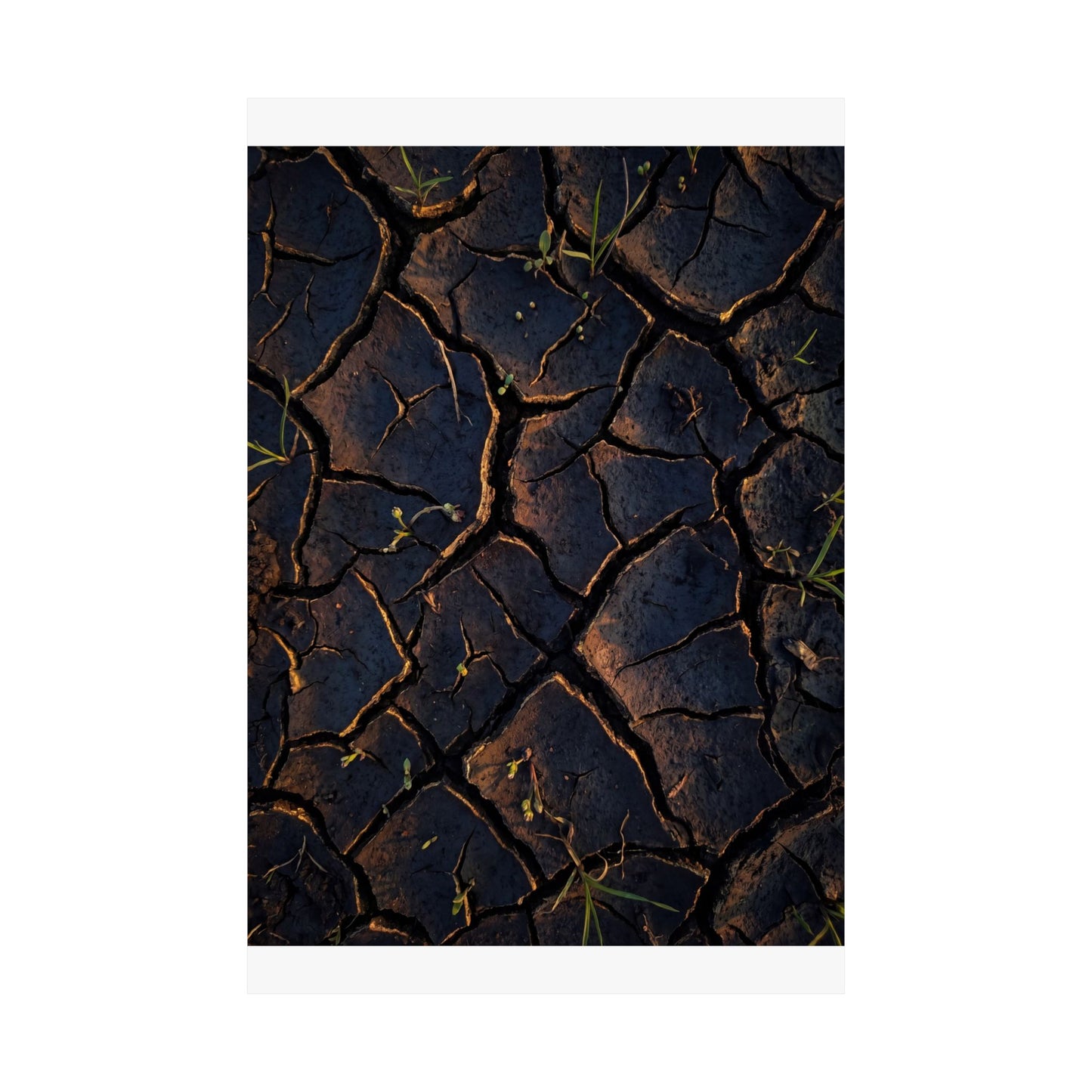 Cracked Earth Moody Minimal Wall Art Print | Sophisticated Dark Japandi Art