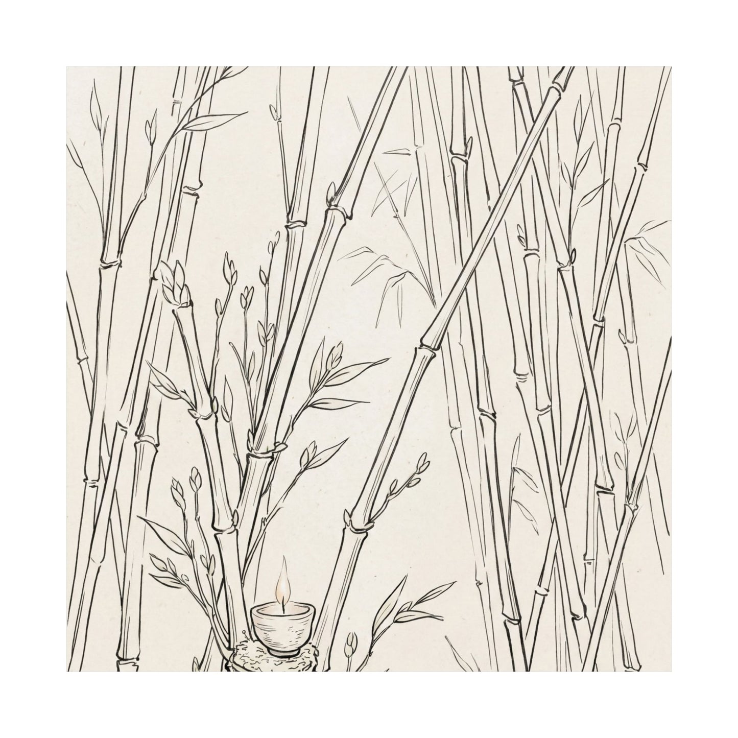 Bamboo Grove Wall Art Print | Spring Japandi Minimal Line Art