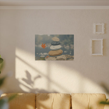 Warm River Stones Canvas Art - Japanese Pattern Japandi