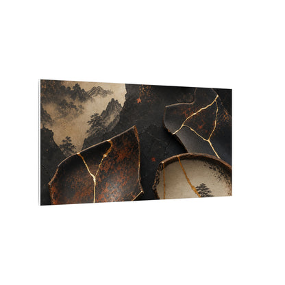 Broken Pottery Gold Vein Canvas Art | Philosophical Kintsugi Art