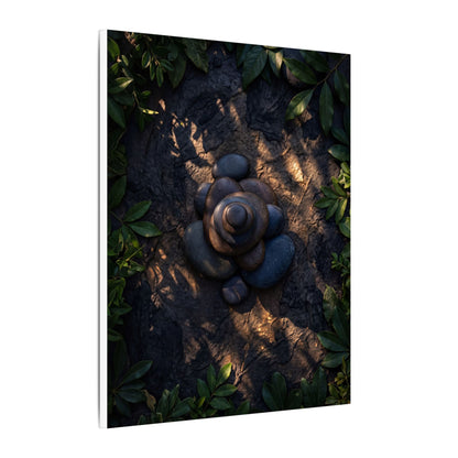 Ma River Stones Canvas Art - Dark Japandi Dark Texture