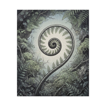 Zen Fern Unfurling in Dawn | Ukiyo E Inspired Canvas Art