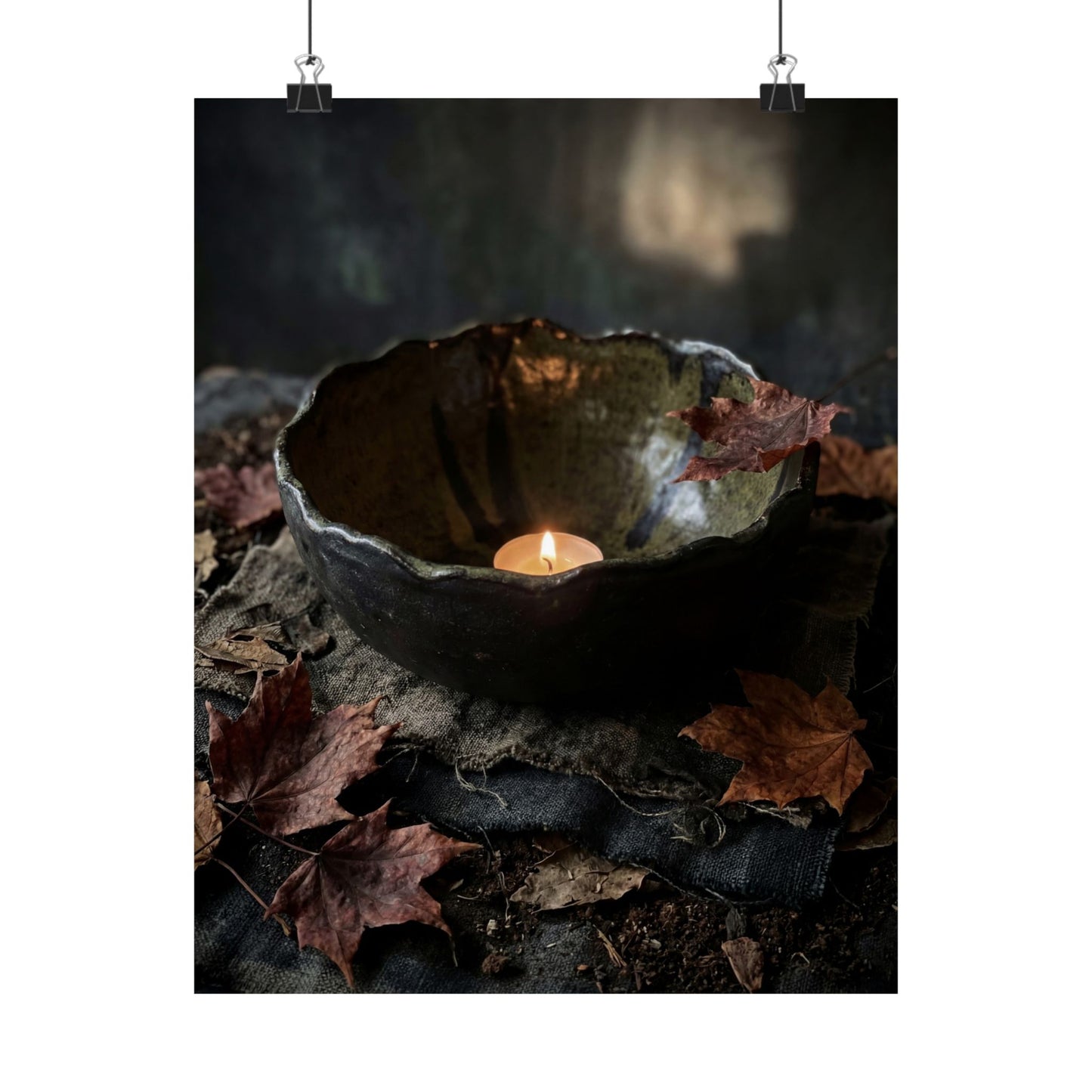 Autumn Ceramic Bowl Dark Texture Wall Art Print | Bold Decor Art Print