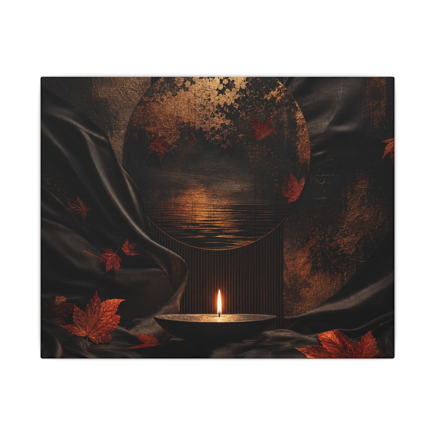 Silk Drape Autumn Canvas Art | Dark Japandi Moody Design